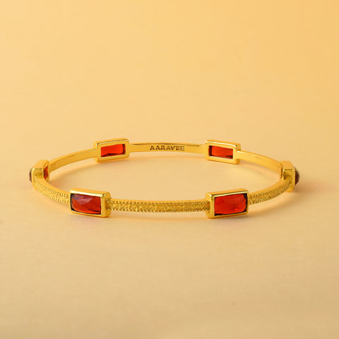 Quadrangle Stackable Bangle- 18K Gold Plated Brass