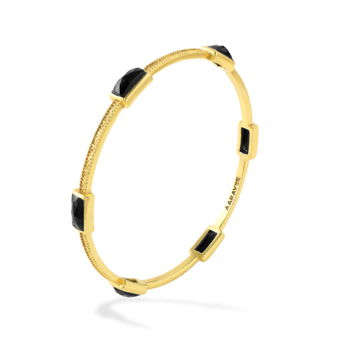 Quadrangle Stackable Bangle- 18K Gold Plated Brass