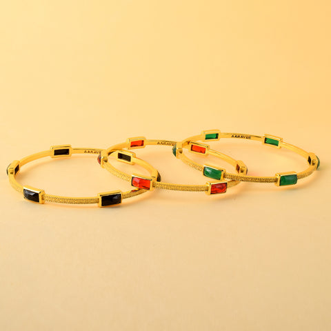 Quadrangle Stackable Bangle- 18K Gold Plated Brass