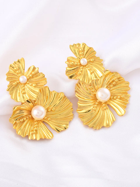 Floret Golden Earrings- 925 Sterling Silver