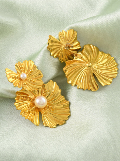 Floret Golden Earrings- 925 Sterling Silver