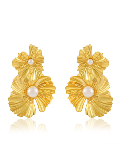 Floret Golden Earrings- 925 Sterling Silver