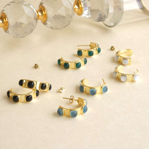 Molten Stone Hoops- 18K Gold Plated Brass