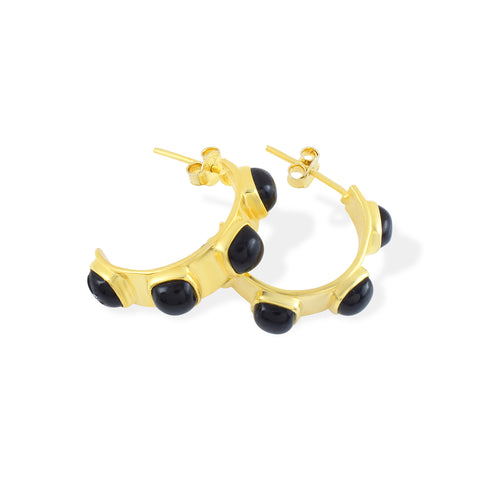 Molten Stone Hoops- 18K Gold Plated Brass