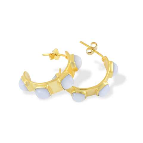 Molten Stone Hoops- 18K Gold Plated Brass