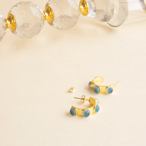 Molten Stone Hoops- 18K Gold Plated Brass