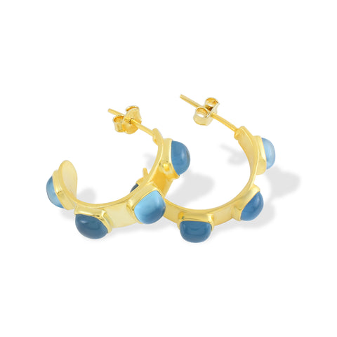 Molten Stone Hoops- 18K Gold Plated Brass